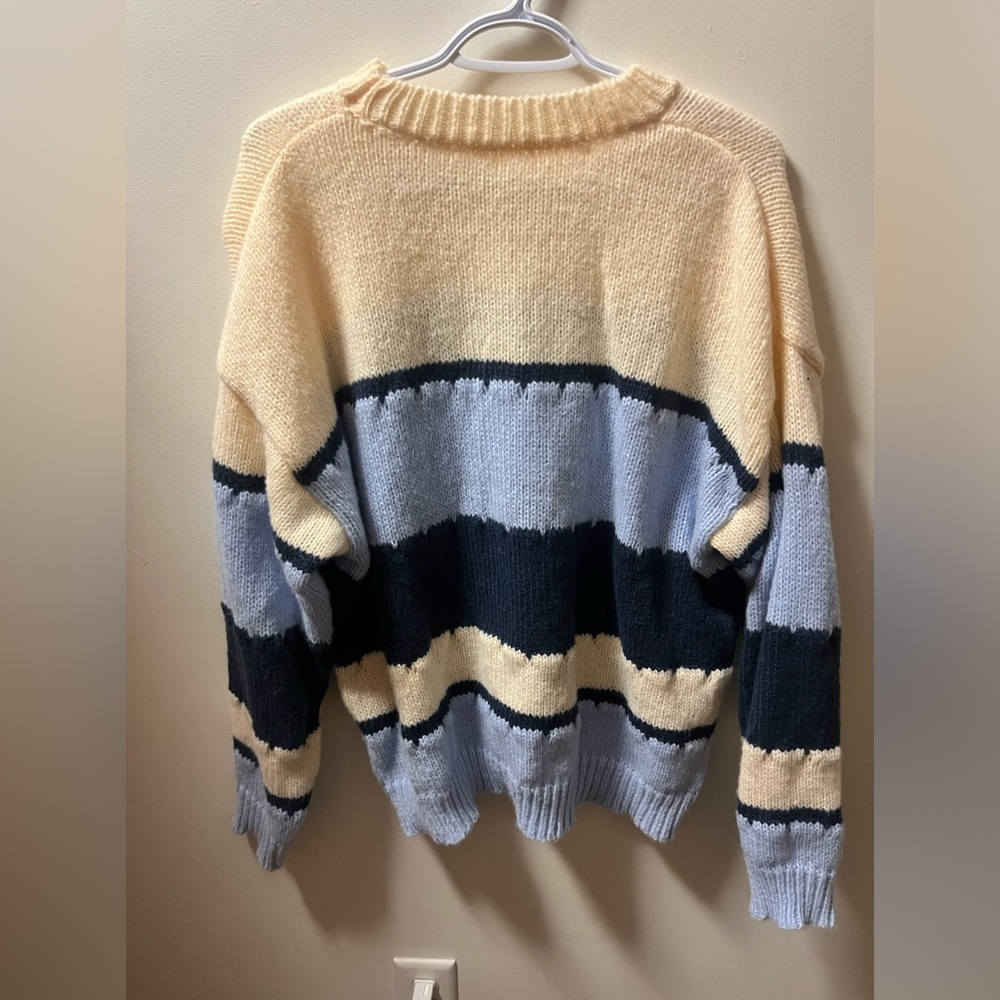 Blue and Cream Knit Sweater